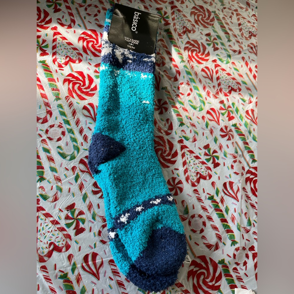 Bisco Blue Fuzzy Women's Socks